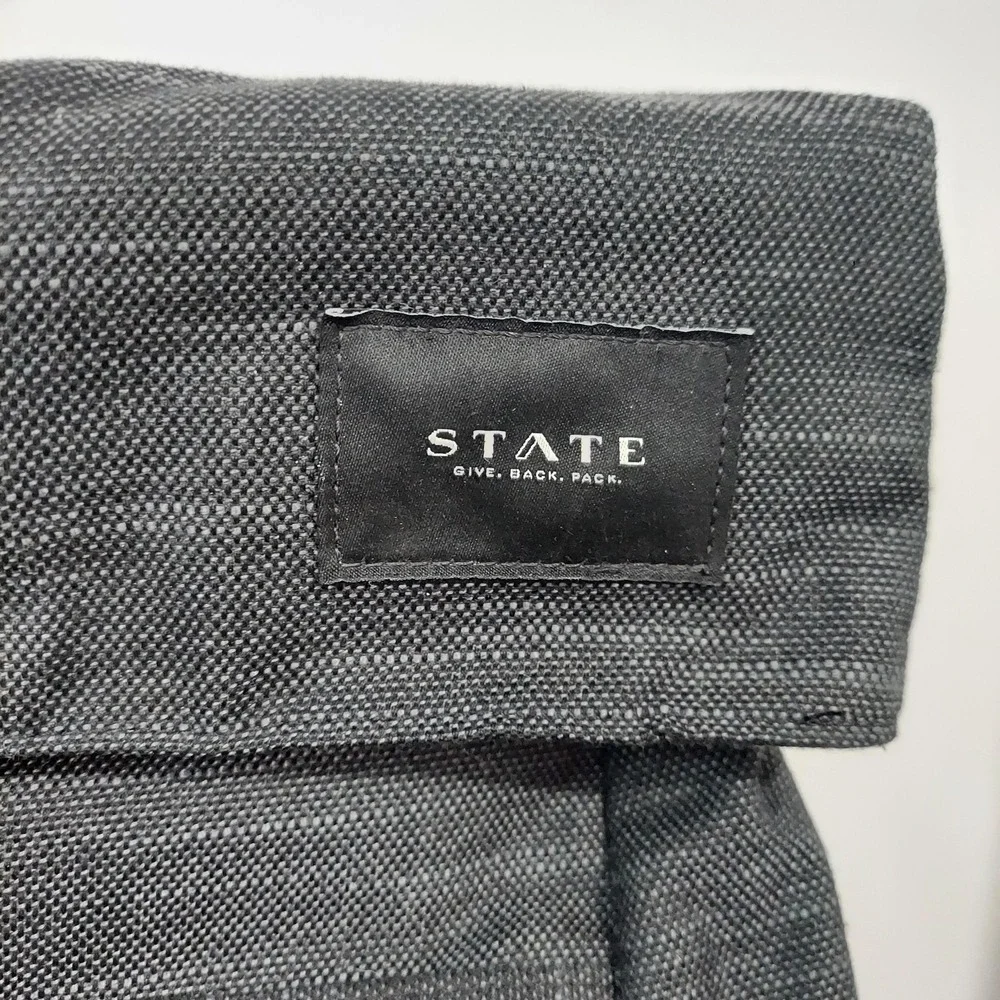 STATE Gray Canvas Roll Top Backpack Mens Travel Bag Adjustable Straps Daypack